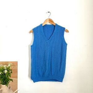 Vintage Royal Blue Sweater V-neck Tank